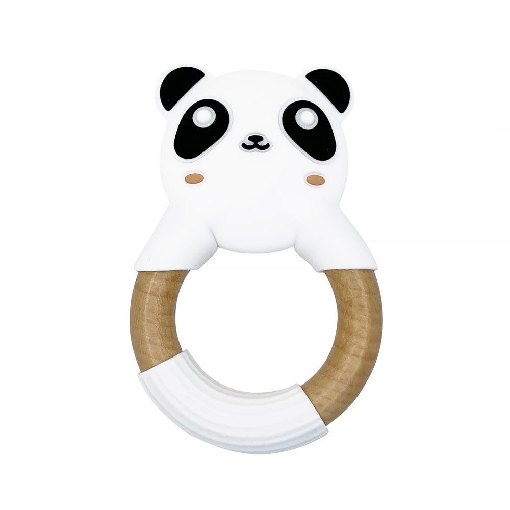 Teether silicone and wood - Panda