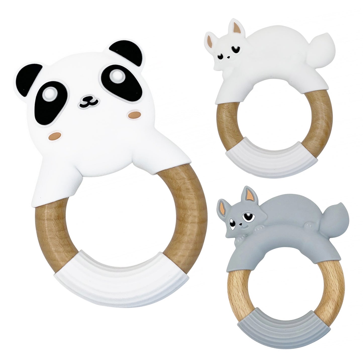 Teether silicone and wood - Fox
