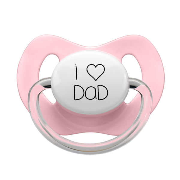 I LOVE DAD Pacifier White/Pink/Blue/Gray