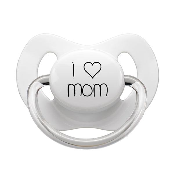 I LOVE MOM Pacifier White/Pink/Blue/Gray