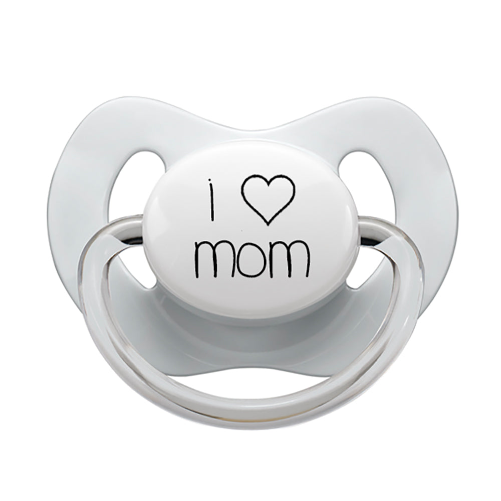 I LOVE MOM Pacifier White/Pink/Blue/Gray