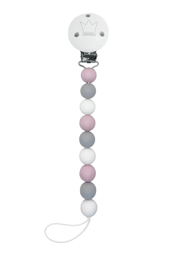 Casal pacifier holder -silicone- Pink/Grey/White
