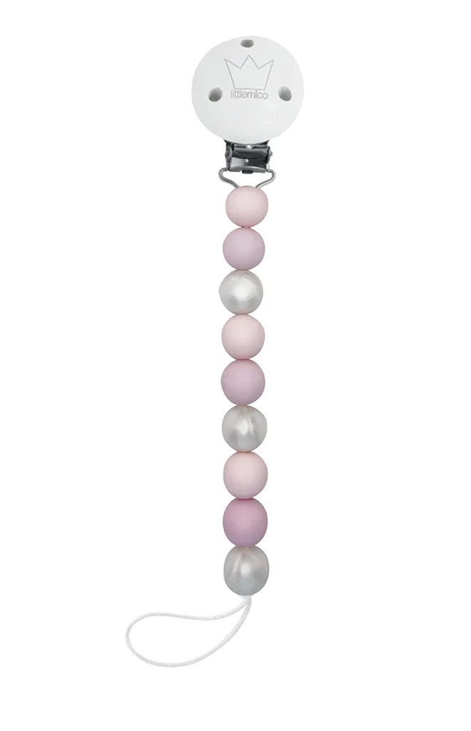 Casal pacifier holder -silicone- Pink/Pearl