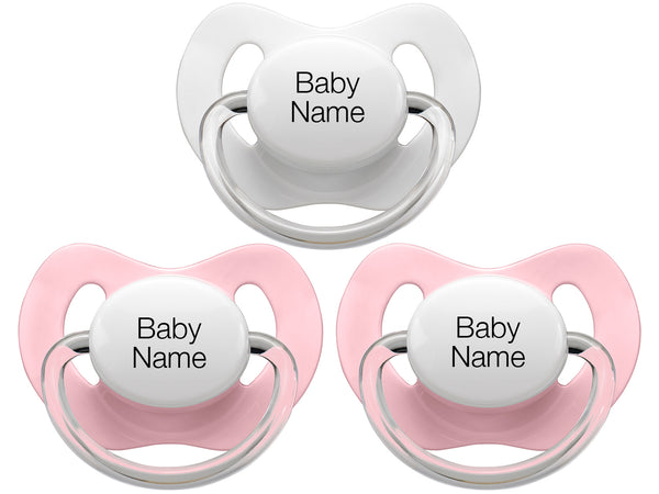 Personalised Pacifiers 3 pcs. Pink/White