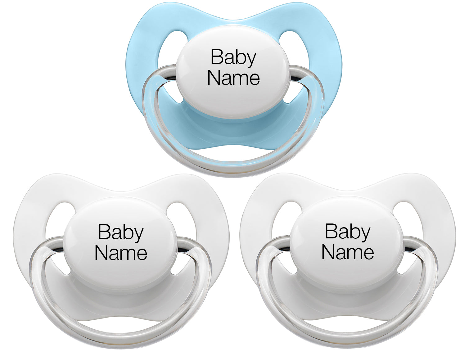 Personalised Pacifiers 3 pcs. White/Blue