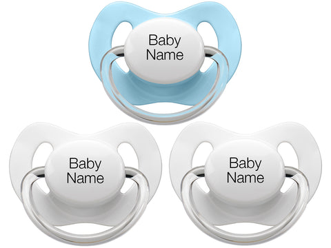 Personalised Pacifiers 3 pcs. White/Blue