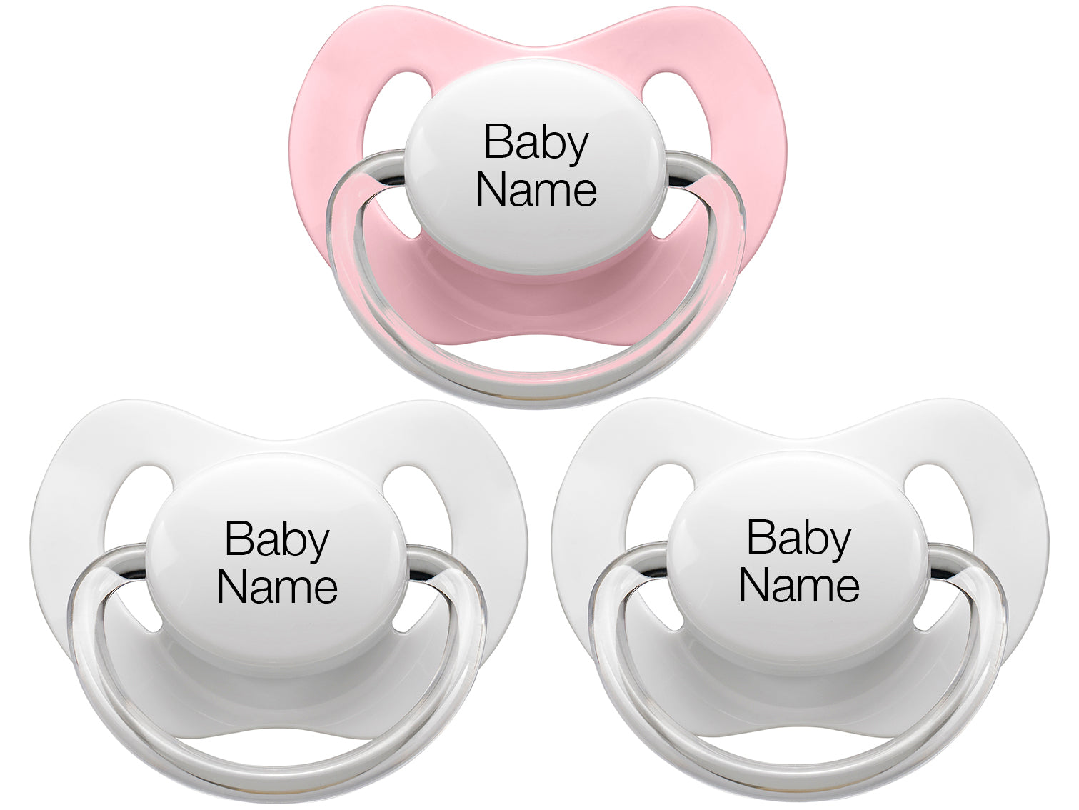 Personalised Pacifiers 3 pcs. White/Pink