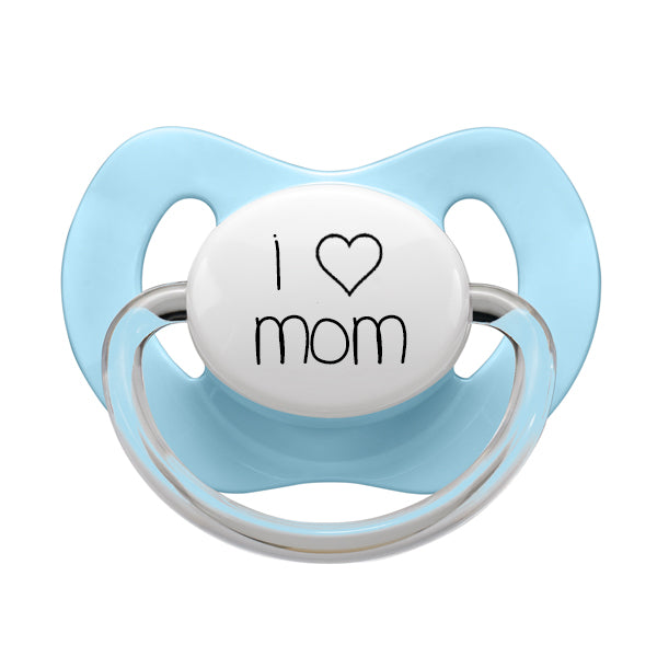 I LOVE MOM Pacifier White/Pink/Blue/Gray