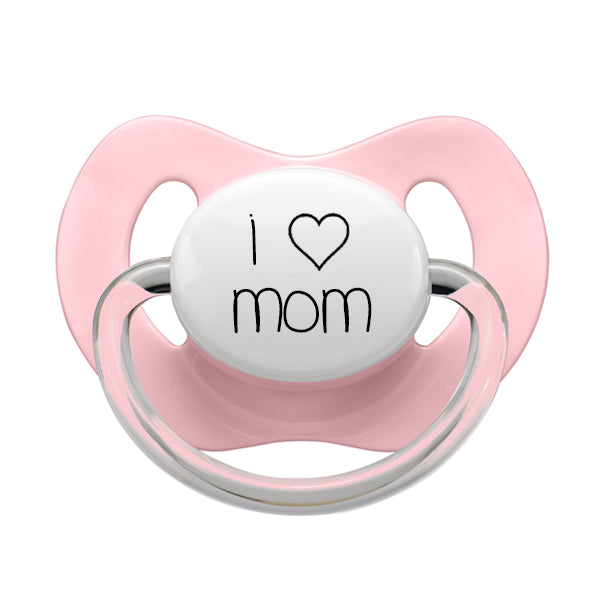 I LOVE MOM Pacifier White/Pink/Blue/Gray
