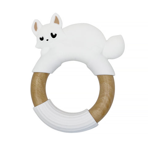 Teether silicone and wood - Fox